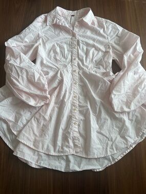Free People Light Pink Button-Front Mini Dress